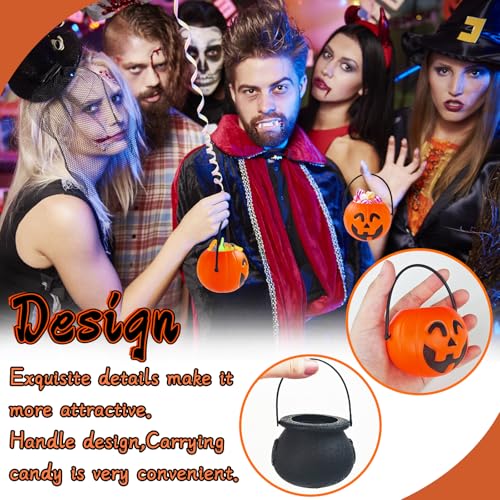 24 Pcs Halloween Mini Candy Buckets & Cauldrons Set - Pumpkin & Witch Design