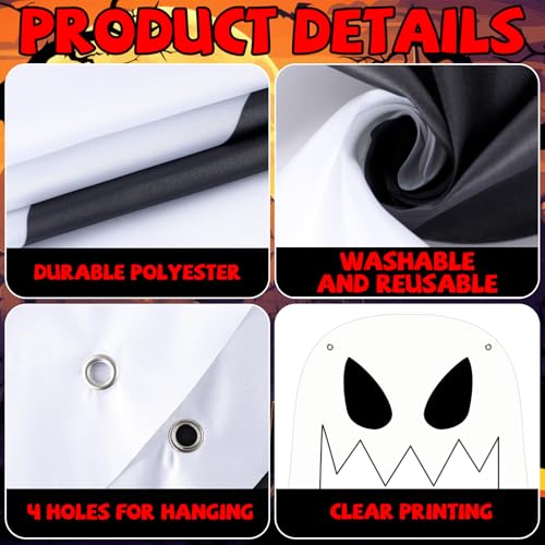 Halloween Ghost Porch Banner - Spooky Hanging Door Decoration - Ghost Variation