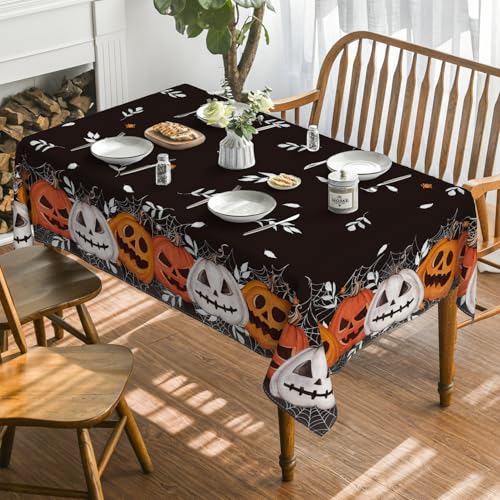 Halloween Tablecloth 60 x 140 Inch Rectangular Black and Orange