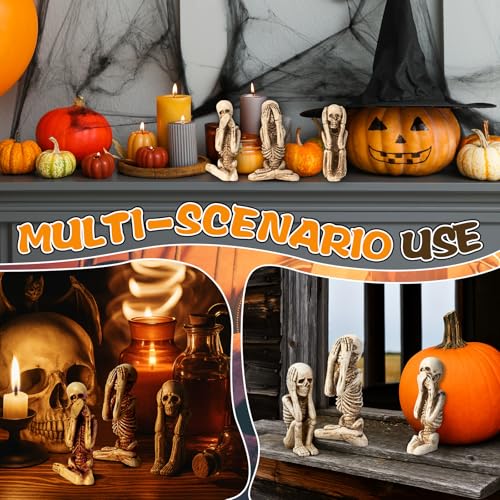 Halloween Skeleton Statue See Hear Speak No Evil Meditation - LemonRoad