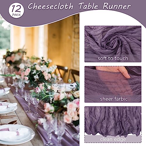 Grape Cheesecloth Table Runner 35x72 Inches for Wedding & Party Decor - Variation: Grape / 35" x 72"