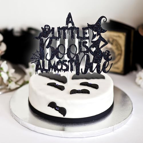 Halloween Baby Shower Cake Topper - Spooky Ghosts & Witches Glitter Decor