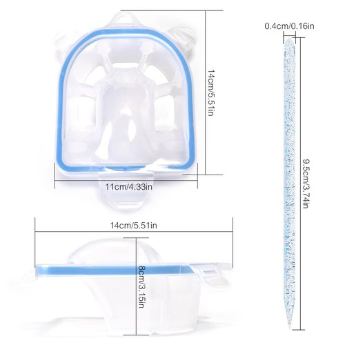 Rolabling Nail Soaking Bowl Set 2PCS Nail Soak Off Bowl with 5PCS Acrylic Sticks Nail Cuticle Pusher Manicure Remover Tool Kit (7, Blue)