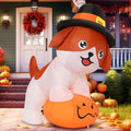 Inflatable Thanksgiving Dog Decor with Pumpkin & Pilgrim Hat, LED Lights - 5.2 FT Outdoor Yard Decoration