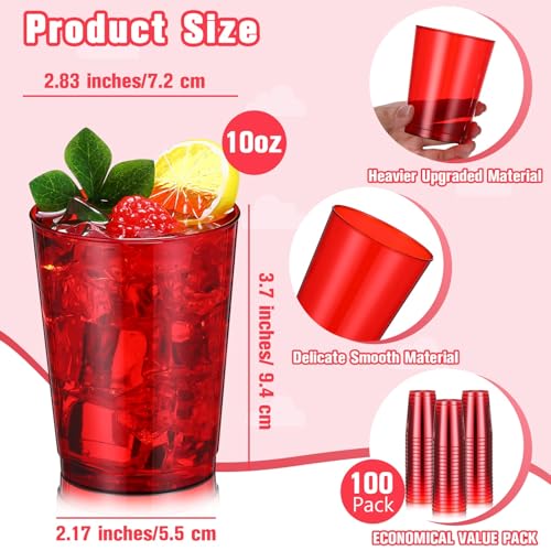 Red Disposable Plastic Party Cups 10oz - Pack of 100