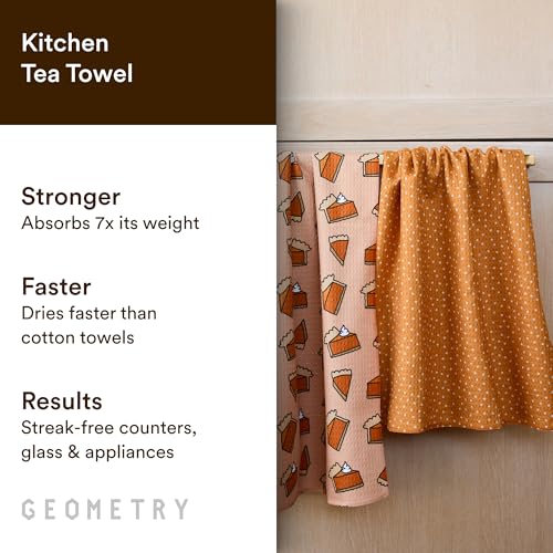 Geometry Pumpkin Patch Kitchen Towels 2-Pack - Quick Dry Microfiber Dish Cloths 18x30 Inches