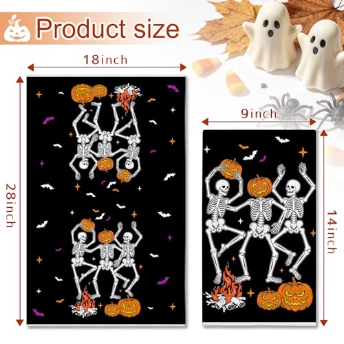 Hexagram Halloween Skeleton Kitchen Towels - Black 18x28 Inch Set of 2