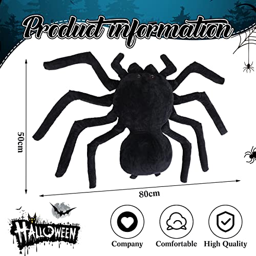 Giant Spider Plush Pillow - Halloween Decor 31.5 x 19.7 Inches - Black