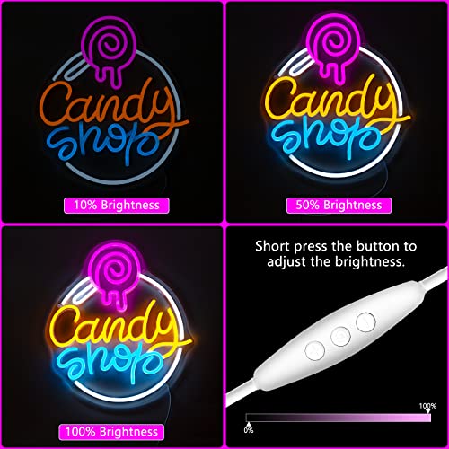 Candy Shop Neon Sign - Dimmable LED Wall Decor for Parties & Business - Candy Variation