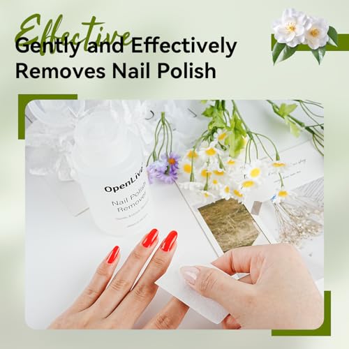 OpenLive White Tea Scent Nail Polish Remover 180ml Non-Acetone Easy Pump, Gentle & Fragrant