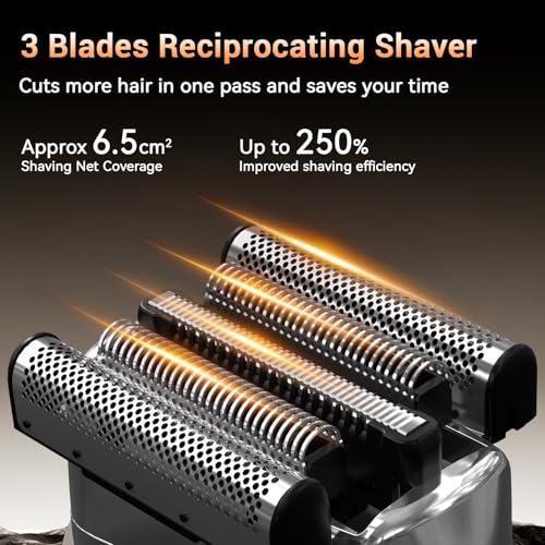 Men's Electric Foil Shaver - Gray, 3 Floating Blades, Compact Travel Razor