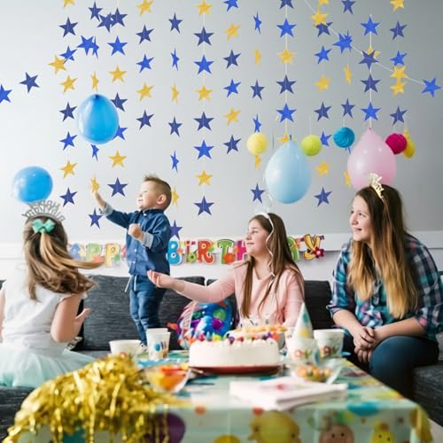 Blue Gold Twinkle Little Star Garland 65ft Party Decor - 5 Pack