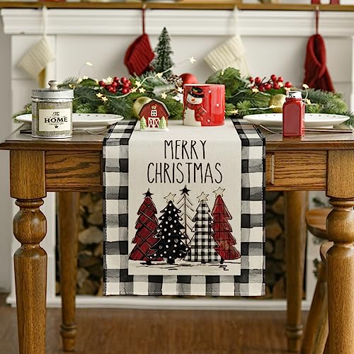 Buffalo Plaid Xmas Table Runner 13x72 Inch Multi Color Holiday Home Decor