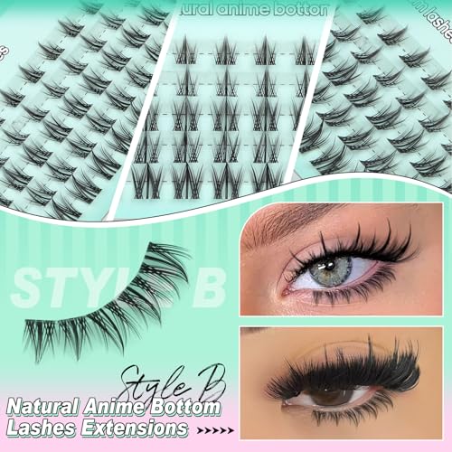 I-Fairy 2 Styles Bottom Lash Clusters Natural & Manga Eyelash Extensions - 140pcs