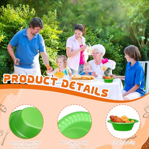 60 Pack Disposable Plastic Bowls 12oz Halloween Party Cups - Black, Green, Orange, Purple