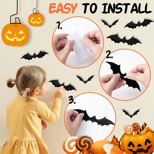 Halloween Decorations Indoor Set with Paper Lanterns Bat Stickers Banner & Mantel Scarf