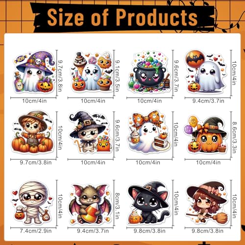 Halloween Refrigerator Magnets Set - 12 Pcs Ghost Pumpkin Bats Witches Black Cat Halloween Decor