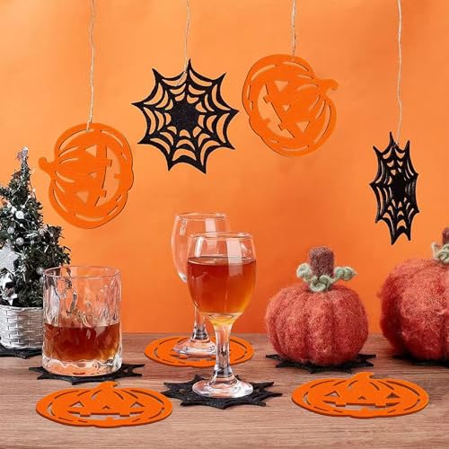 Halloween Coasters Set of 4 - Pumpkin Design Felt Drink Protectors