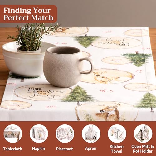 Maison d'Hermine Mountain Life Table Runner 14.5x36 Inch Cotton, Holiday Decor