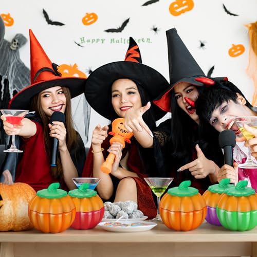 20 Pack Halloween Pumpkin Candy Jars with Lids - Clear Plastic 200ml