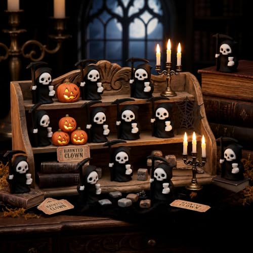 Mini Grim Reaper Figurines Set - Halloween Decor for Home & Party, 50 Pieces