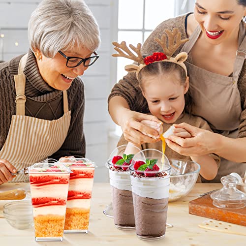 200 Pack 3 oz Clear Plastic Dessert Cups with Lids & Spoons - Square & Round Styles