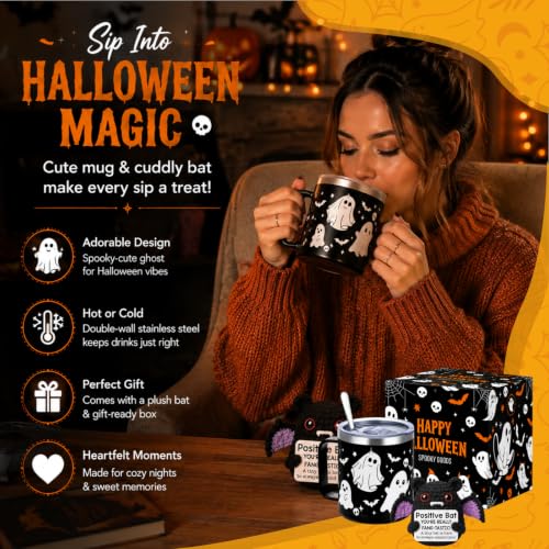 Halloween Ghost Mug - 15oz Stainless Steel Insulated Coffee Cup - Style 3