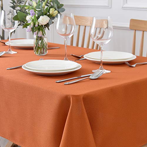 70x52 Inch Waterproof Textured Tablecloth - Rust, Spillproof & Wrinkle-Free