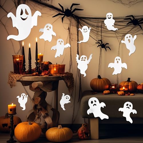 24Pcs Halloween Ghost Wall Stickers - 3D Reusable Spooky Decals for Home & Party