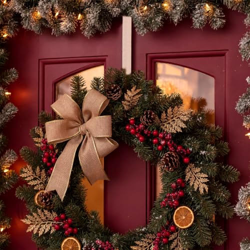 LEIFIDE 4-Pack Bronze Adjustable Wreath Hangers for Doors - Over Door Hook