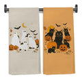 Halloween Black Cat Kitchen Towels - Fall Decor Hand Towels Set of 2