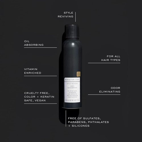 Kristin Ess Dry Shampoo Spray - 2-in-1 Home & Travel Size for Oily Hair | Absorbs Oil, Adds Volume, Fresh Pear Fragrance