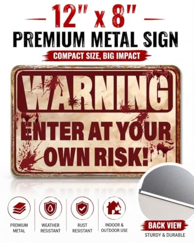 Halloween Outdoor Metal Yard Sign - Spooky Warning & Haunted Decor