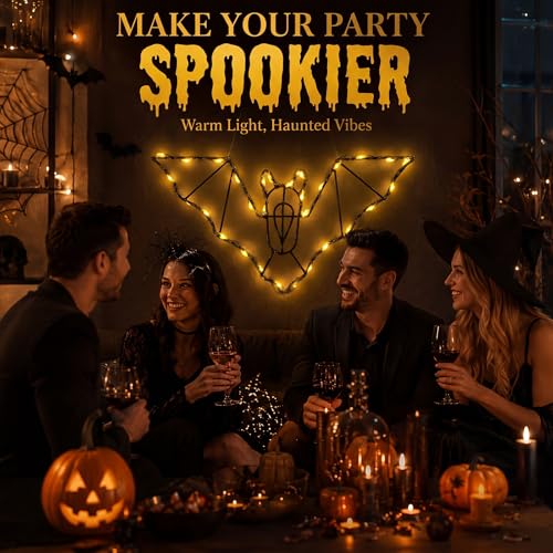 Halloween Hanging Bat LED Light Decorations - Indoor & Outdoor Spooky Decor