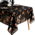Halloween Skull Tablecloth 64x72 Inch Black and Gold Gothic Party Decor
