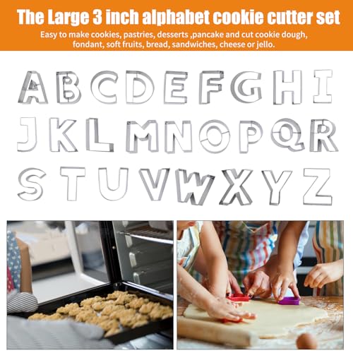 26-Piece Stainless Steel Alphabet Cookie Cutters Set - 3 Inch Letters A-Z