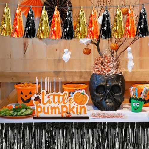 Black Gold Orange Tassel Garland Banner 40ft Metallic Fringe Streamer Party Decor