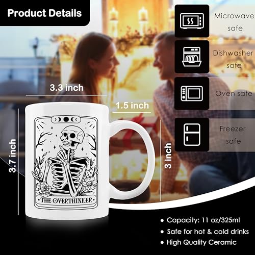 Skull Skeleton Mug - Gothic Coffee Cup for Goth Decor & Gift - 11oz White Ceramic