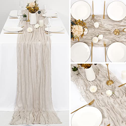 Rose Brown Cheesecloth Table Runner - 6 Pack, 35x120 Inches, Wedding Decor