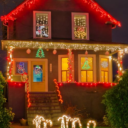 Christmas Window Silhouette Lights - 16 Inch Indoor & Outdoor Decoration - Santa, Angel, Snowman, Christmas Tree Variations