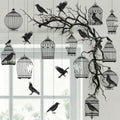 Crow and Cage Halloween Glitter Decor Set - Gothic Party Supplies, Indoor Outdoor Decorations