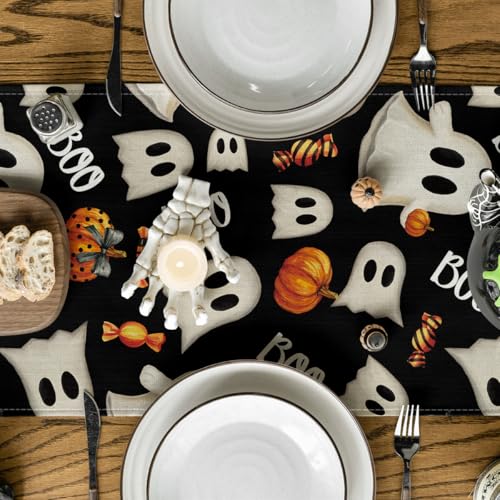 Halloween Table Runner 13x120 Inch - Black Polyester Home Party Decor