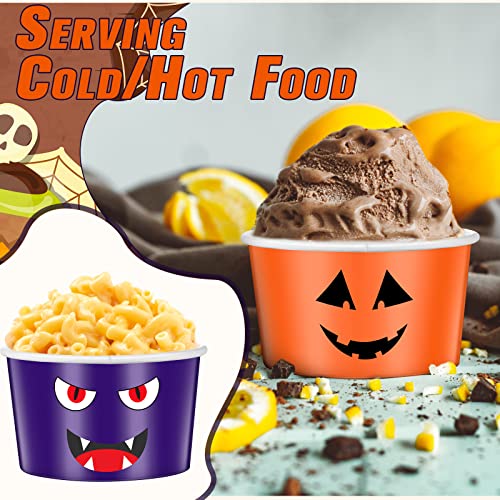 60 Pcs Halloween Treat Snack Cups - 9 oz Pumpkin Ice Cream Bowls