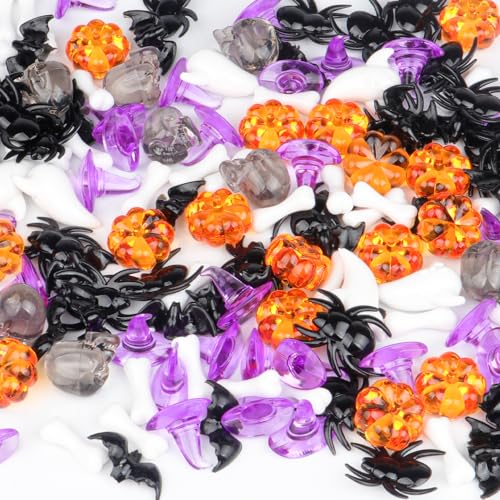 Halloween Acrylic Spider Pumpkin Bat Ghost Skull Vase Fillers Set - 160 Pieces