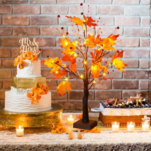 Lighted Fall Maple Tree Decor for Home & Events - Autumn Table Centerpiece