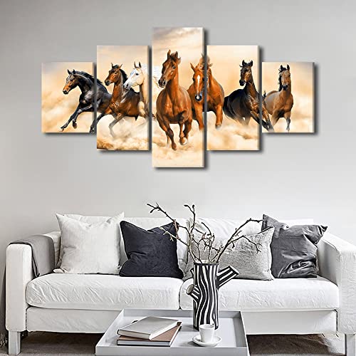 Running Horses Canvas Wall Art - 60x32 Inches Modern Landscape Prints - Framed & Ready to Hang - Variation of Artwork-15