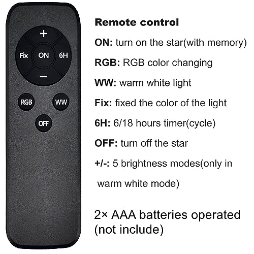 Floating Star Lights with Remote Control - 4 Pack 5-Inch Moravian Xmas Decor