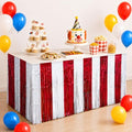 Carnival Circus Theme Table Skirts 2 Pack - Red and White Party Decorations