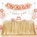 Eternal Beauty Gold Sequin Rectangle Tablecloth 90x132 Inch for Weddings Parties Events - Variation: Gold 132" x 90"