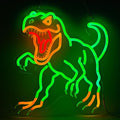 Green Dinosaur Neon Sign - Dimmable Jurassic T-Rex LED Light Decor - 14.5x13.6"